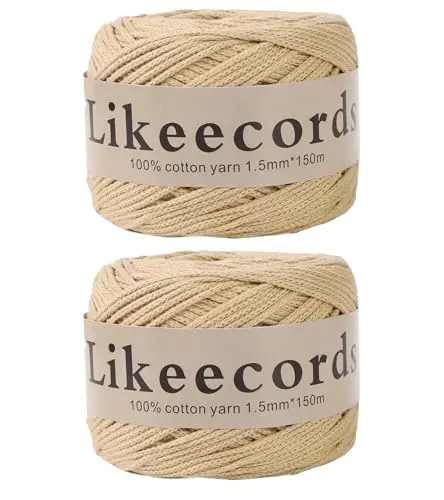 Likeecords macrame cord in apricot for detailed crochet bag projects