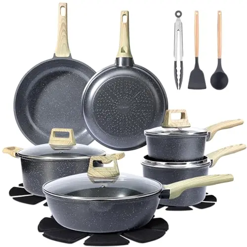 GiPP dark gray ceramic cookware set with non-toxic coating