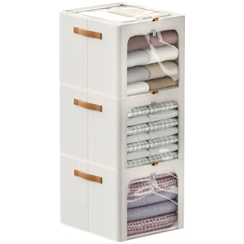 Stackable, Lidded Bins for Off-Season Items