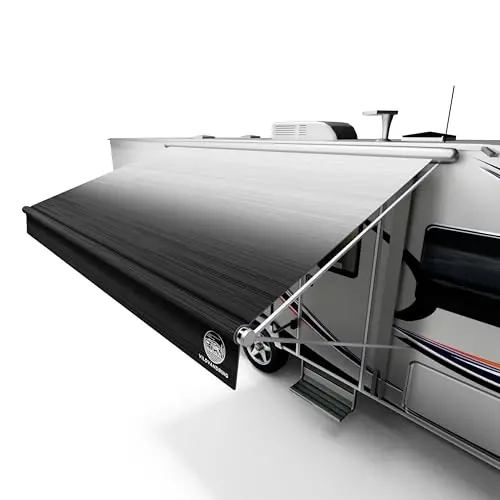 VildVandring heavy-duty RV awning fabric in black fade color
