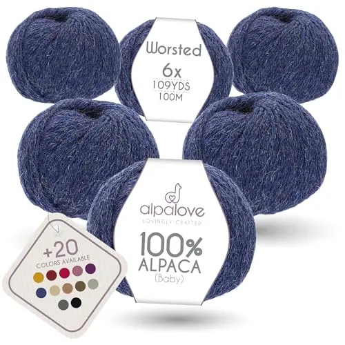 ALPALOVE baby alpaca worsted weight yarn in dark blue color