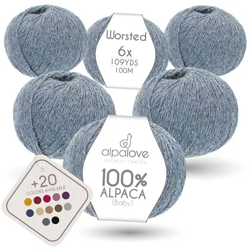 ALPALOVE Baby Alpaca Yarn in Grey Green color