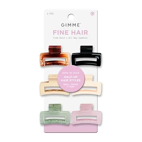 Small Designer Non-Slip Clips for Fine Hair - 6 Pack