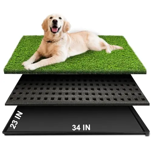 HURENTEK large dog grass pad with tray on outdoor patio