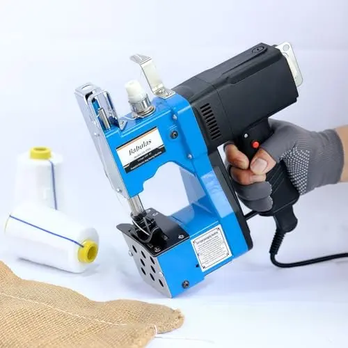 Babulas blue portable bag sewing machine for leather and fabrics