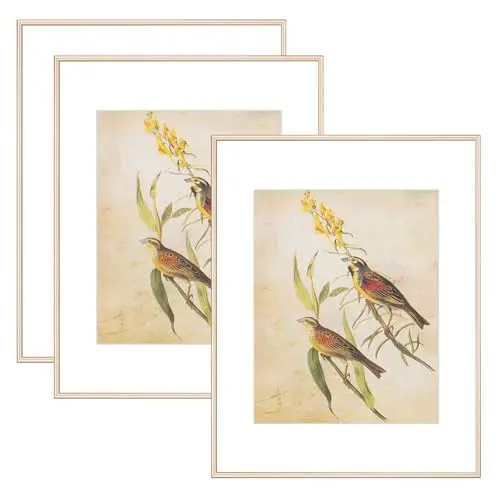 Fkvat set of 3 brass metal picture frames with glass for diamond art