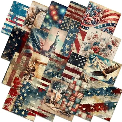 Polyester fabric squares with patriotic prints for DIY flags