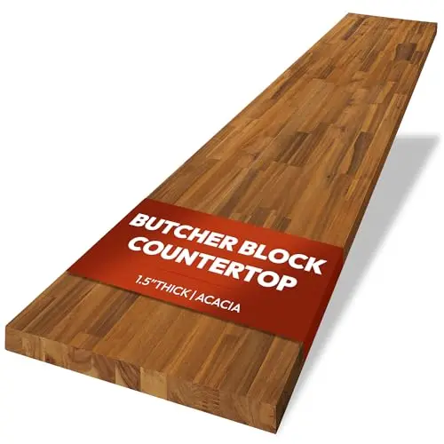 Howizz acacia wood butcher block countertop with teak stain