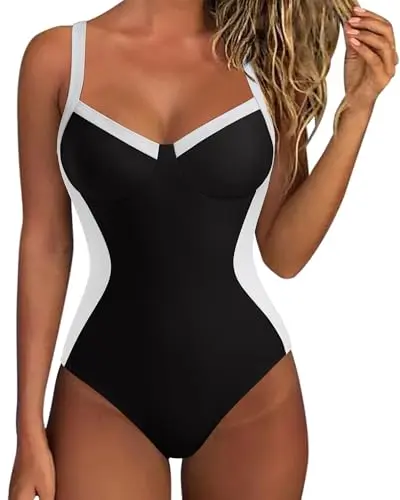 V Neck Crisscross Back One Piece, Black