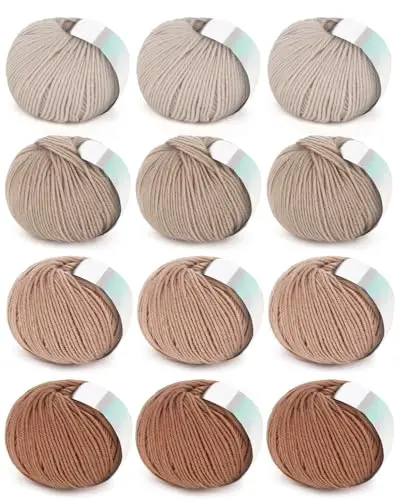 Coopay Premium Wool Yarns 12-pack in khaki family colors