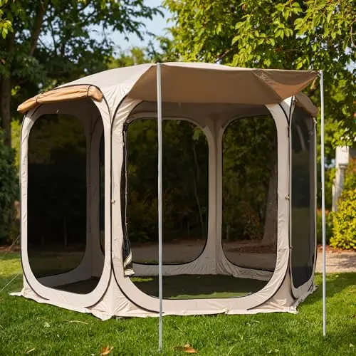 Mesh Gazebo Shelter with Sun Protection