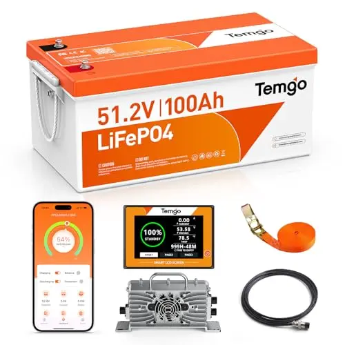 LiFePO4 Battery Kit w/ LCD, Bluetooth App & Charger