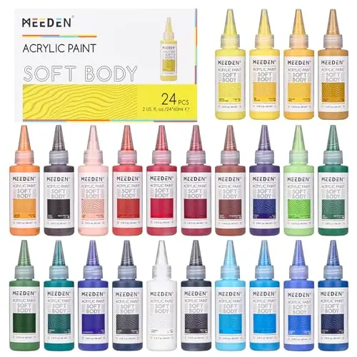MEEDEN soft body acrylic paints in 24 colors with matte finish