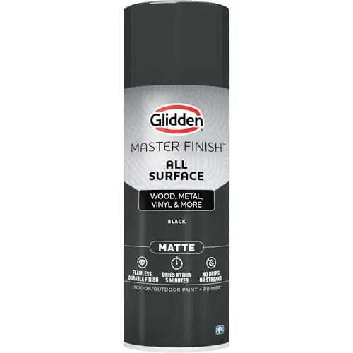 Glidden Master Finish Matte Black spray paint and primer can