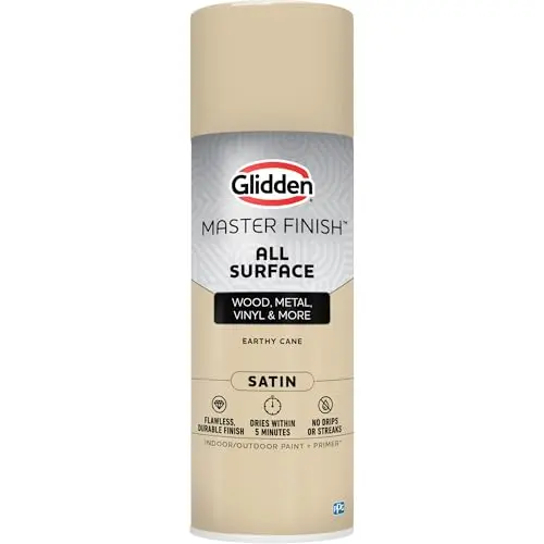 Glidden Master Finish spray paint and primer can in earthy cane
