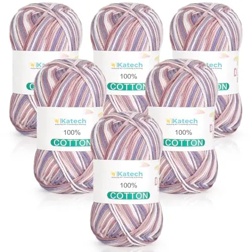 Katech Pure Cotton sport weight yarn in pastel multi-colors