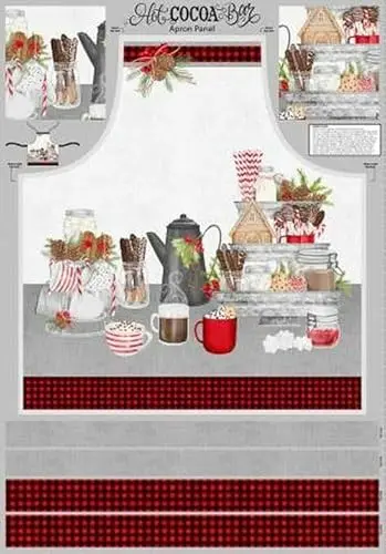 FlashPhoenix Hot Cocoa Bar apron fabric with winter holiday design