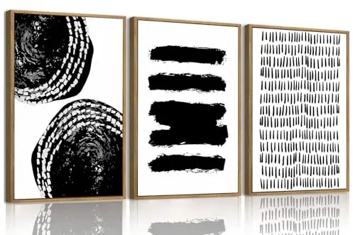 OIQArtOIQ black and white abstract canvas wall art set