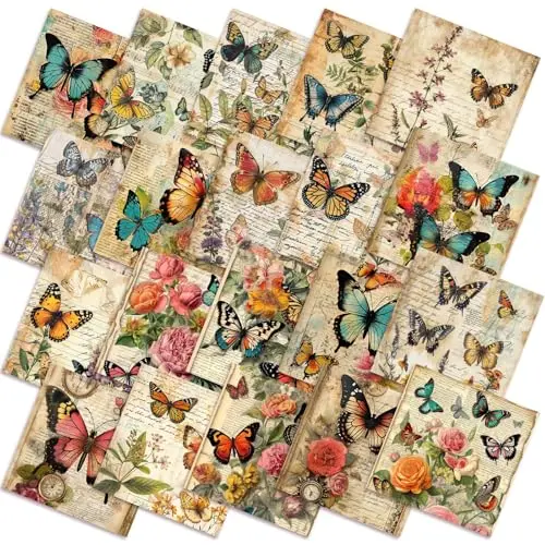 HunnmingRe vintage butterfly polyester cotton fabric squares