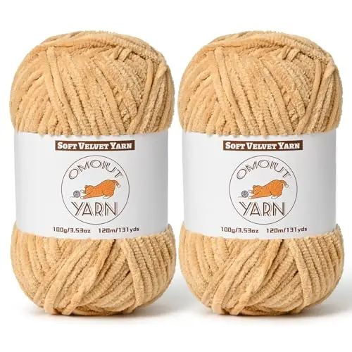 OMOIUT khaki fluffy velvet yarn skeins