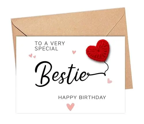 AcevedoDesign handmade crochet heart birthday card for bestie