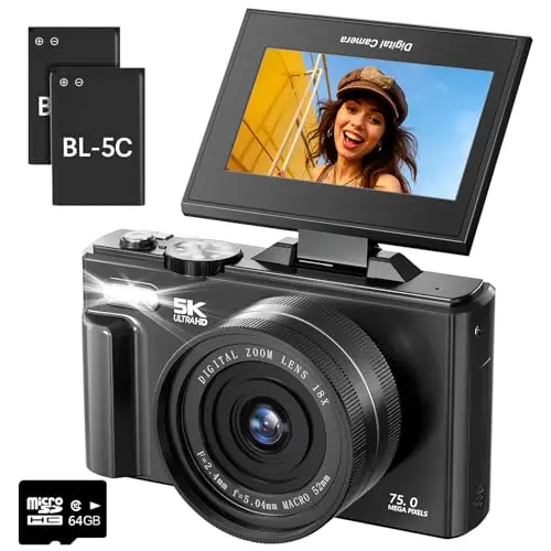 5K, 75MP, 18x Zoom, Flip Screen