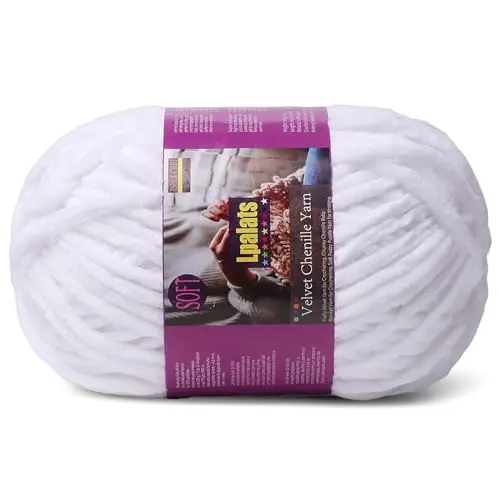LPALATS chunky chenille yarn skein in white