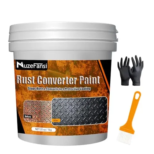 MUZEFANSI 2-in-1 rust converter and metal primer in black