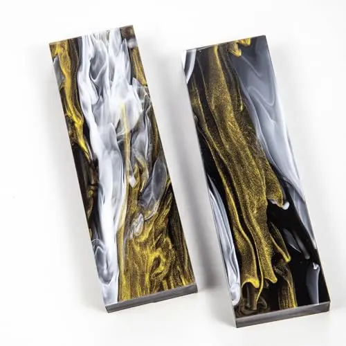 Cool Hand acrylic knife handle scales in black, white, and yellow synthetic material