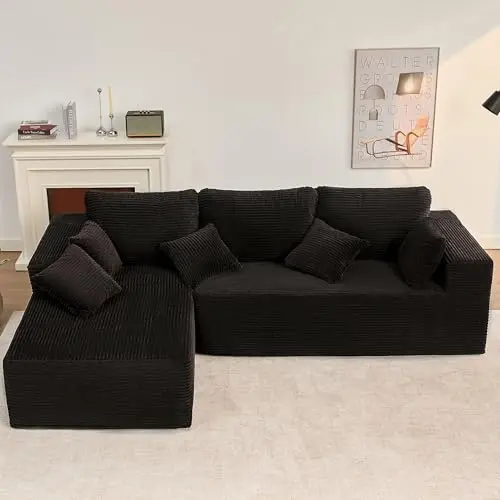 Corduroy, 107", No Assembly, Black