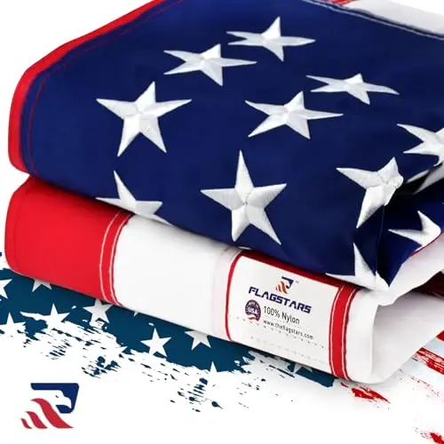 IRBRISU heavy-duty American flag with embroidered stars flying in wind