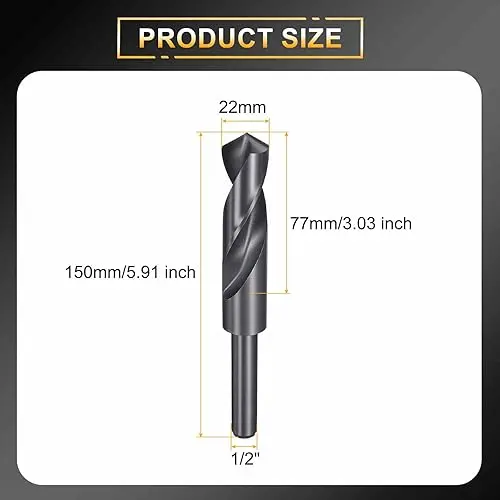 HARFINGTON 22mm reduced shank drill bit with nitriding black finish for wood and soft metal