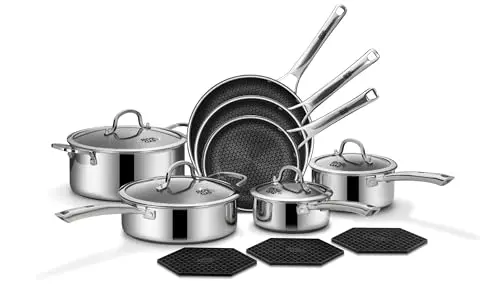 Hybrid Nonstick, Tri-Ply, Induction Compatible
