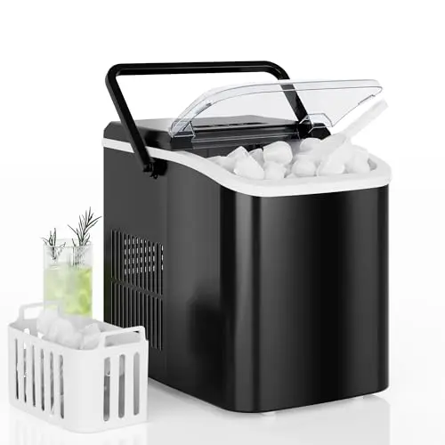 DUMOS portable ice maker with handle in black