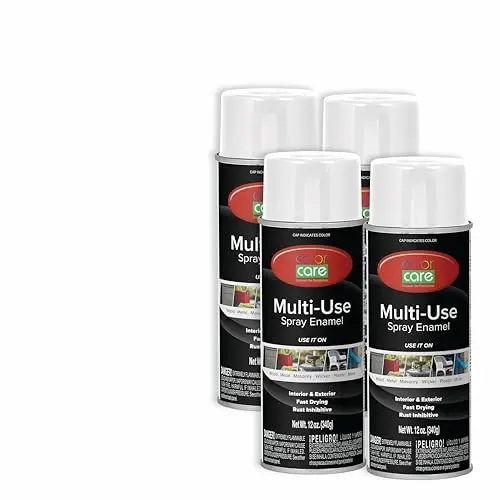 COLOR CARE gloss white spray paint cans for multiple surfaces