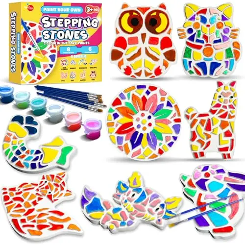 EggSun stepping stones painting kit with glow-in-the-dark paints