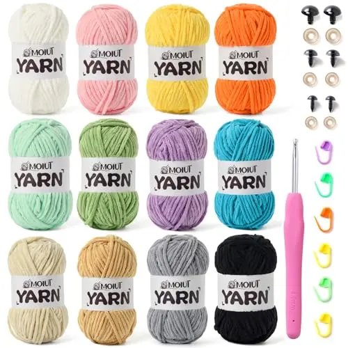 OMoiut chunky velvet yarn in multicolor for amigurumi and blankets