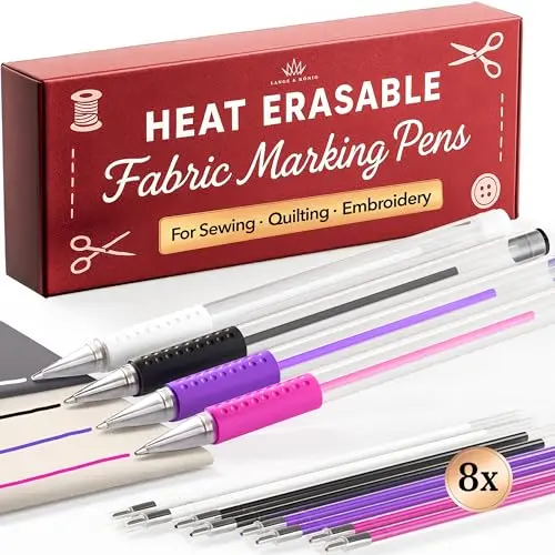 Lange & Konig heat erasable fabric marking pens set with four pens and eight refills