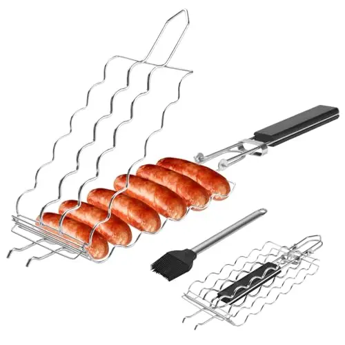 6-capacity mesh clip basket with wooden handle