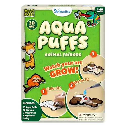 Skillmatics aqua puffs 3D art kit with inflatable animal designs and markers
