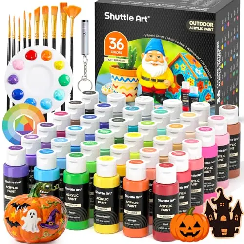 Shuttle Art outdoor acrylic paint set with 36 colors and brushes