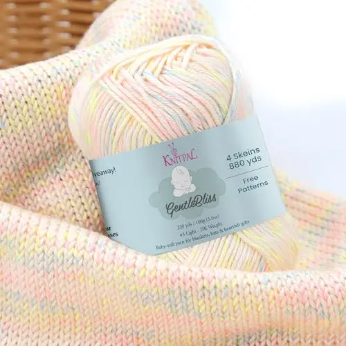 GentleBliss Soft Baby Yarn in Rainbow Cream color