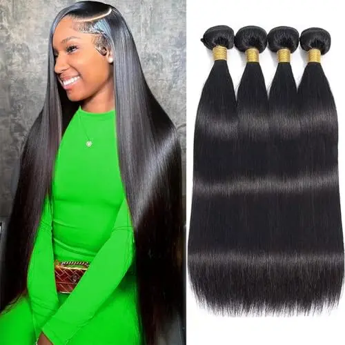 Ysivonu 12A Straight Human Hair Bundles in natural black