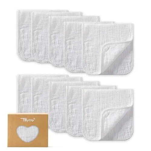 TILLYOU muslin burp cloths in white