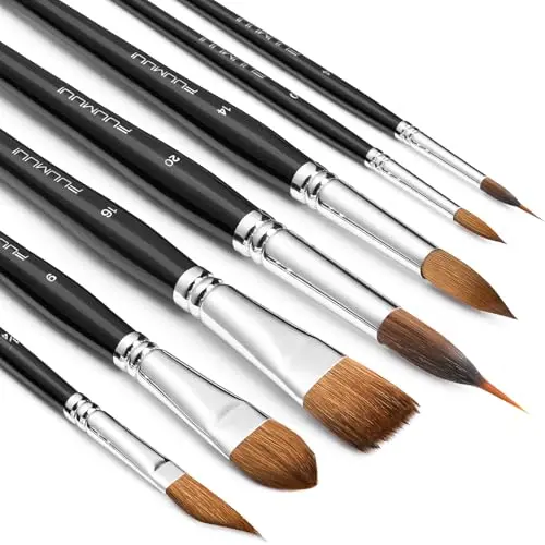 Fuumuui professional sable paint brushes set with various shapes