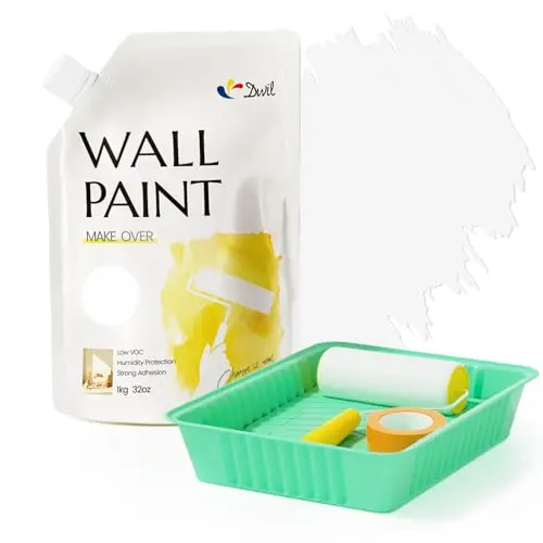 DWIL white paint for walls with included roller kit in semi-gloss finish