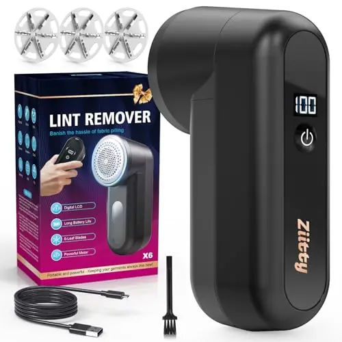 Ziitty electric lint remover with LCD screen in light black