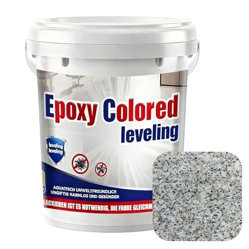 Generic epoxy floor paint in colorful gray marble effect