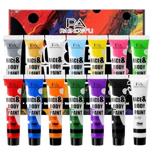 PASNOWFU 14 color face paint kit in squeeze tubes