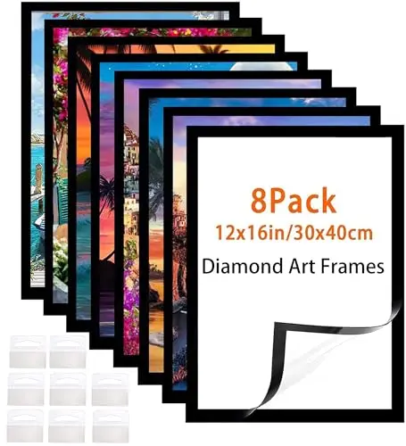 Majreey 8-pack magnetic diamond art frames for wall display